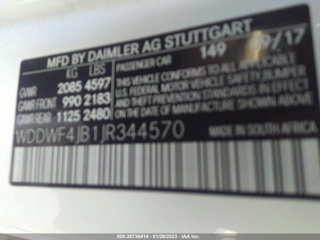 2018 Mercedes-Benz C-Class, VIN: WDDWF4JB1JR344570
