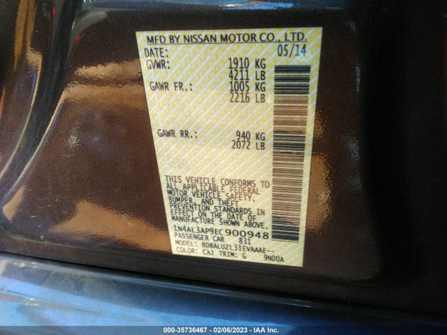 Nissan Altima 2.5 Sv 2014 1N4AL3AP9EC900948 Image 10