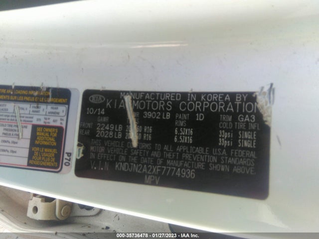 KIA Soul Base 2015 KNDJN2A2XF7774936 Image 10