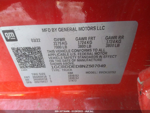 Chevrolet Silverado 1500 Lt 2022 1GCRDDED8NZ507049 Image 9
