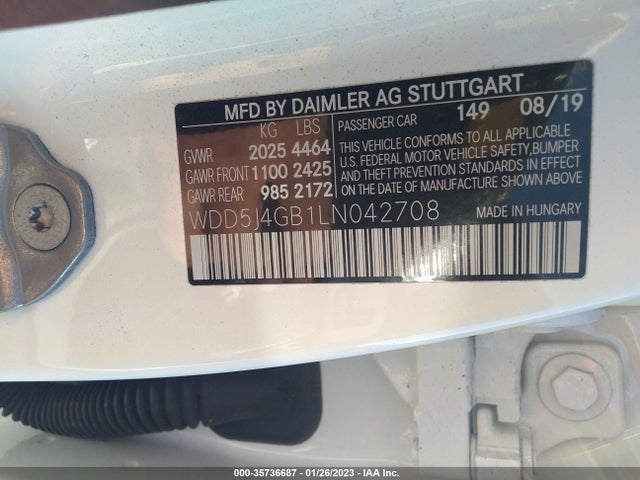 2020 Mercedes-Benz CLA-Class, VIN: WDD5J4GB1LN042708