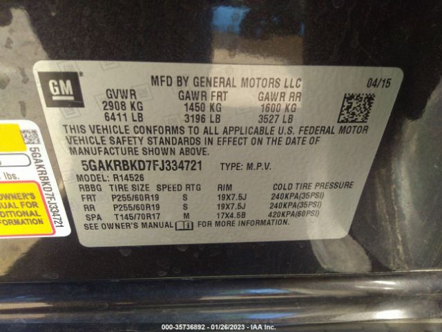 5GAKRBKD7FJ334721 Buick Enclave Leather