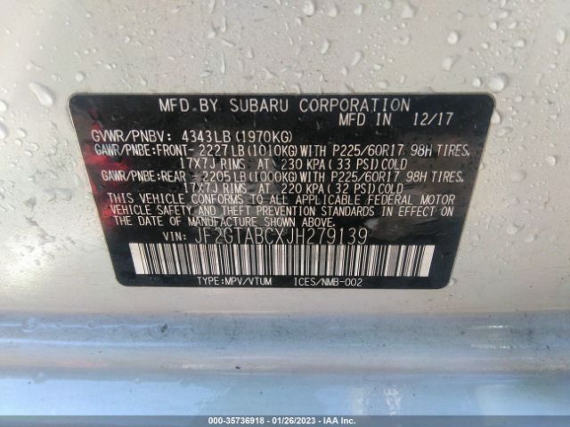 JF2GTABCXJH279139 Subaru Crosstrek Premium
