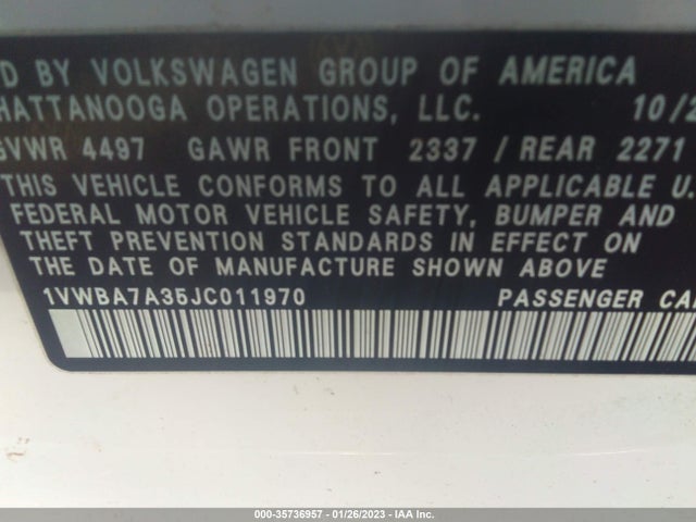 Volkswagen Passat 2.0t Se 2018 1VWBA7A35JC011970 Image 9