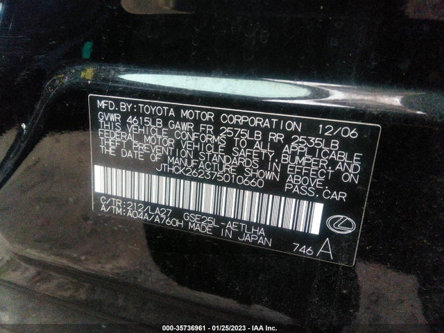 Lexus IS 250 2007 JTHCK262375010660 Image 10