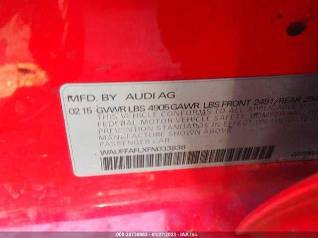 WAUFFAFLXFN033838 Audi A4 Premium Plus