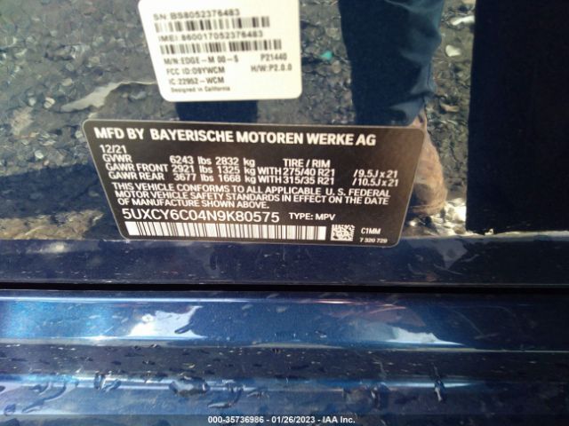5UXCY6C04N9K80575 BMW X6 Xdrive40i