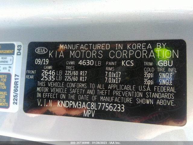 2020 Kia Sportage, VIN: KNDPM3AC8L7756233