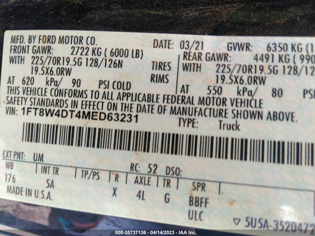 2021 Ford F-450, VIN: 1FT8W4DT4MED63231