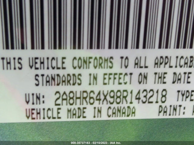 2A8HR64X98R143218 Chrysler Town & Country Limited