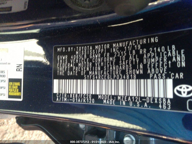 Toyota Corolla Se/nightshade 2020 5YFS4RCE6LP034818 Image 11