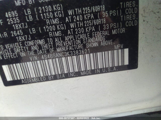 Subaru Outback Limited 2019 4S4BSANC3K3383621 Image 9