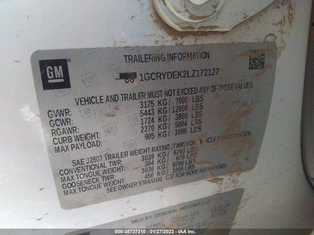 2020 Chevrolet Silverado 1500, VIN: 1GCRYDEK2LZ172127