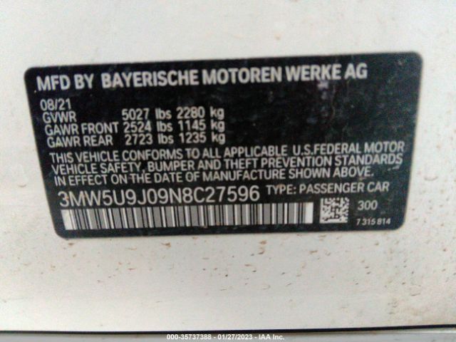3MW5U9J09N8C27596 BMW 3 Series M340i Xdrive