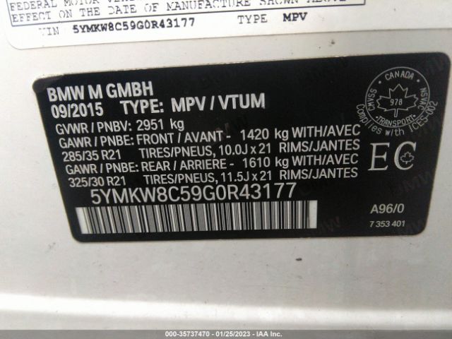 5YMKW8C59G0R43177 BMW X6 M