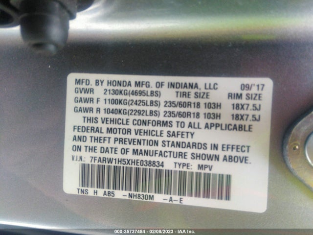 Honda CR-V EX 2017 7FARW1H5XHE038834 Image 9