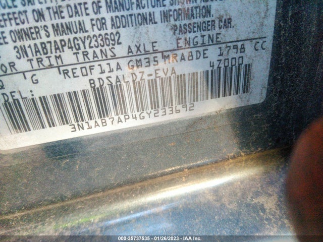 2016 Nissan Sentra, VIN: 3N1AB7AP4GY233692