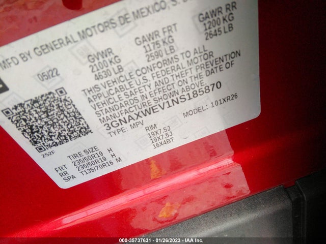 Chevrolet EQUINOX RS 2022 3GNAXWEV1NS185870 Image 9