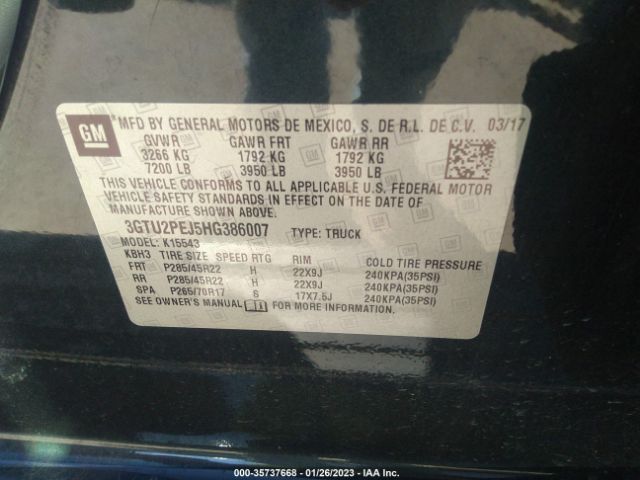 3GTU2PEJ5HG386007 GMC SIERRA 1500