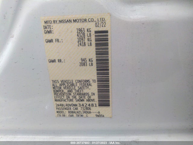 Nissan Altima 2.5 Sv 2022 1N4BL4DV0NN342481 Image 10