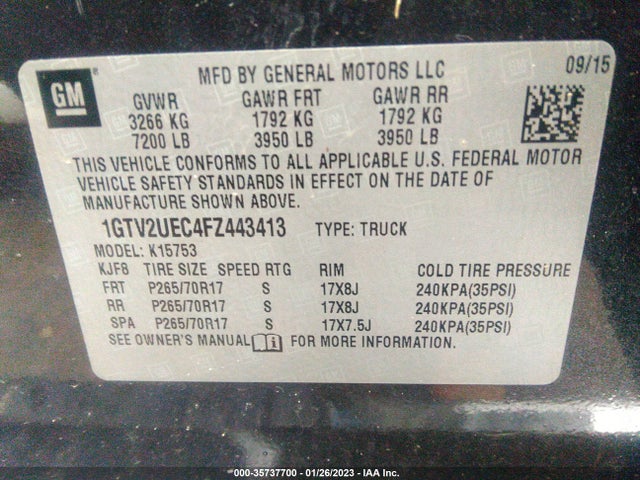 GMC Sierra 1500 Sle 2015 1GTV2UEC4FZ443413 Image 9