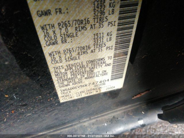 1N6AD0EV9KN747404 Nissan Frontier Sv