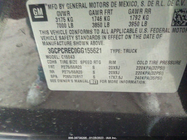 2016 CHEVROLET SILVERADO 1500 LT VIN: 3GCPCREC0GG155621