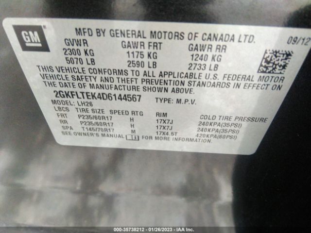 2GKFLTEK4D6144567 GMC Terrain Sle