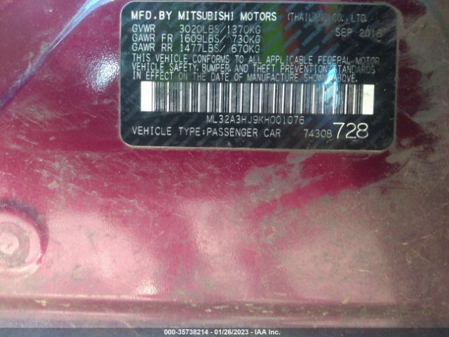 Mitsubishi Mirage Es/rf 2019 ML32A3HJ9KH001076 Image 9
