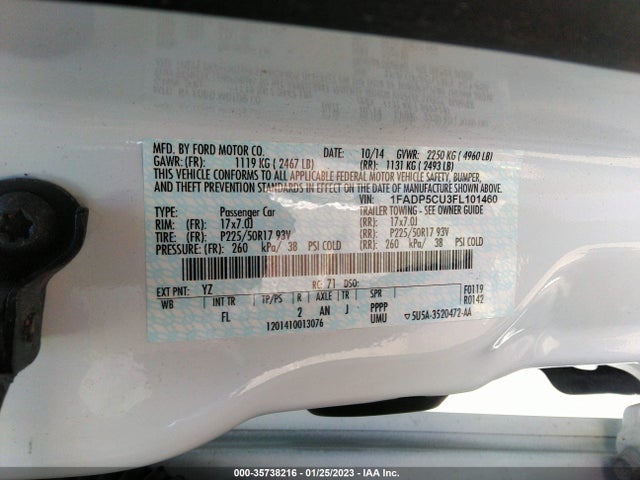 2015 Ford C-Max, VIN: 1FADP5CU3FL101460