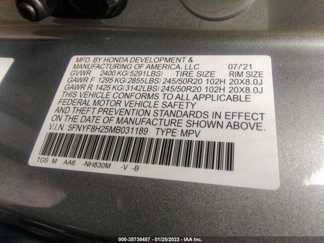 2021 Honda Passport, VIN: 5FNYF8H25MB031189
