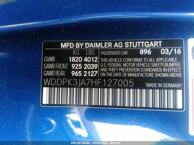 2017 Mercedes-Benz SLK-Class, VIN: WDDPK3JA7HF127005