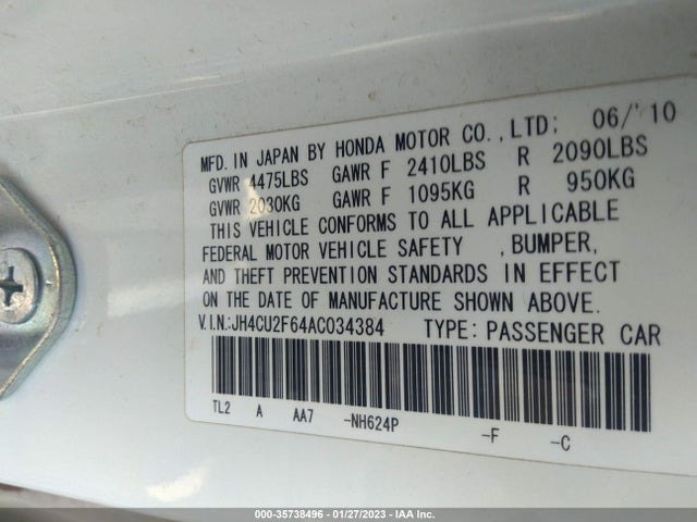 Acura TSX 2010 JH4CU2F64AC034384 Image 10
