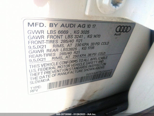 WA1VAAF75JD020472 Audi Q7 Prestige