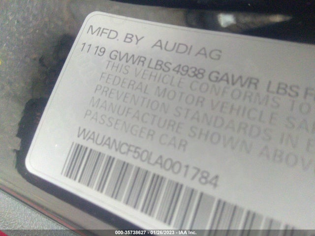 WAUANCF50LA001784 Audi A5 Sportback Premium