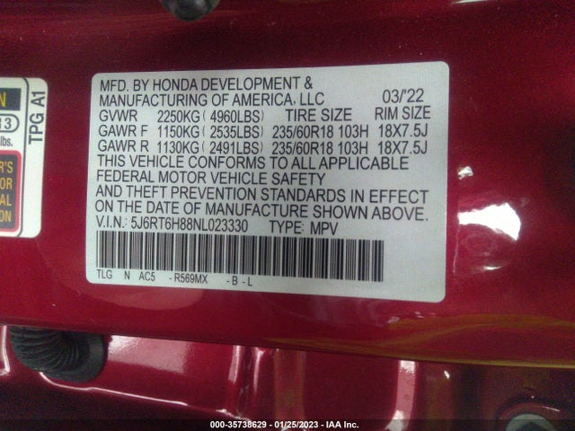 2022 Honda CR-V, VIN: 5J6RT6H88NL023330