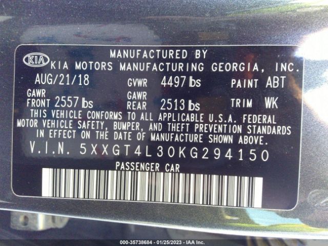 5XXGT4L30KG294150 KIA Optima S