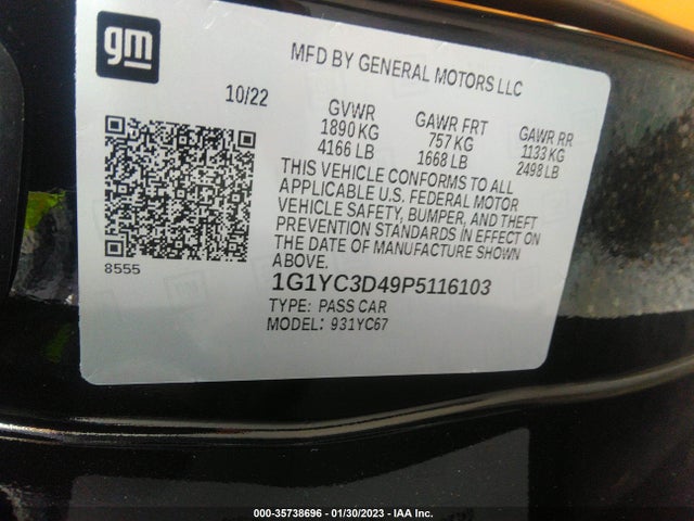 Chevrolet Corvette 3lt 2023 1G1YC3D49P5116103 Image 9