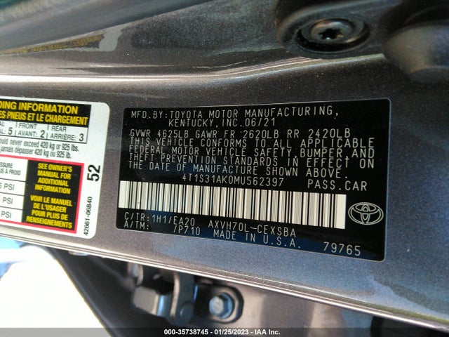 2021 Toyota Camry, VIN: 4T1S31AK0MU562397