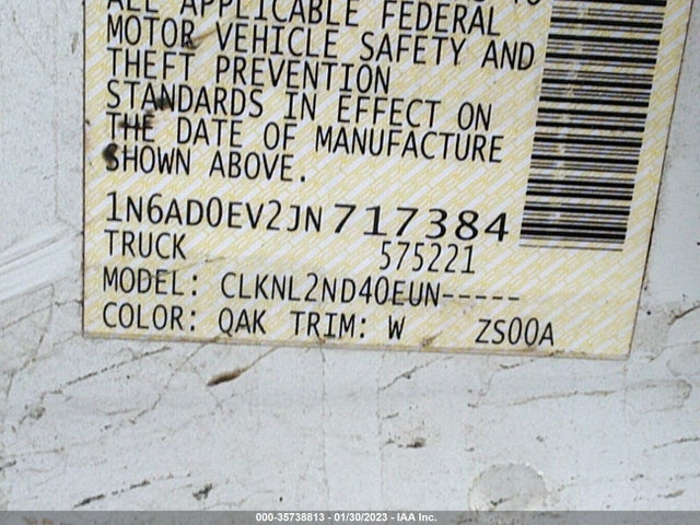 2018 Nissan Frontier, VIN: 1N6AD0EV2JN717384