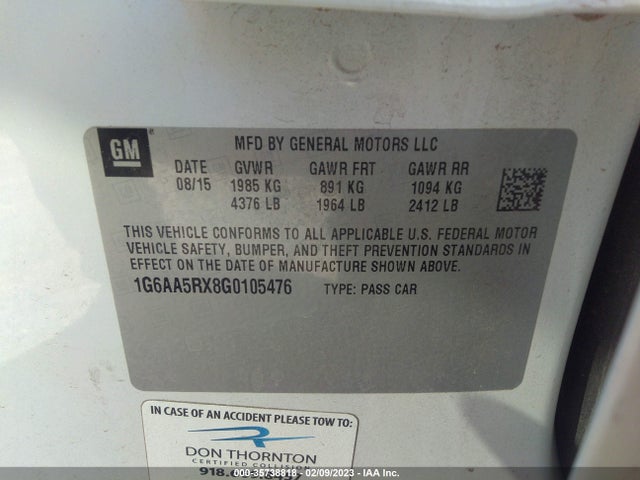 1G6AA5RX8G0105476 Cadillac Ats Sedan Standard Rwd