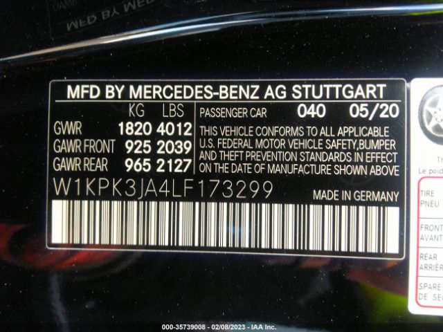 W1KPK3JA4LF173299 Mercedes-Benz Slc Slc 300