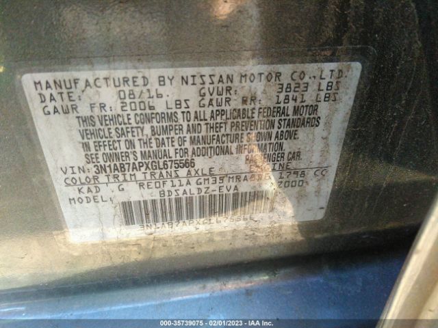 3N1AB7APXGL675566 Nissan SENTRA SV