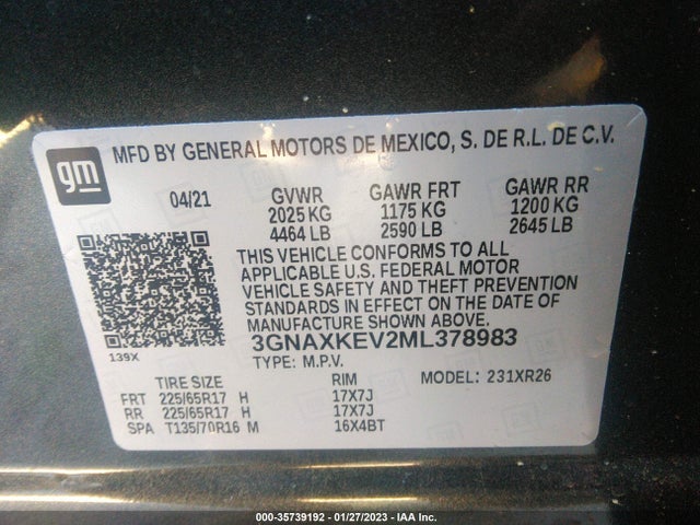 Chevrolet EQUINOX LT 2021 3GNAXKEV2ML378983 Image 9