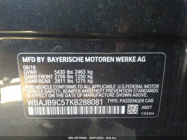 BMW 5 Series M550i Xdrive 2019 аукцион фото