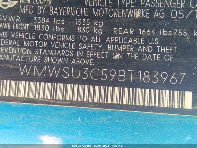 2011 MINI COOPER WMWSU3C59BT183967 Photo 8