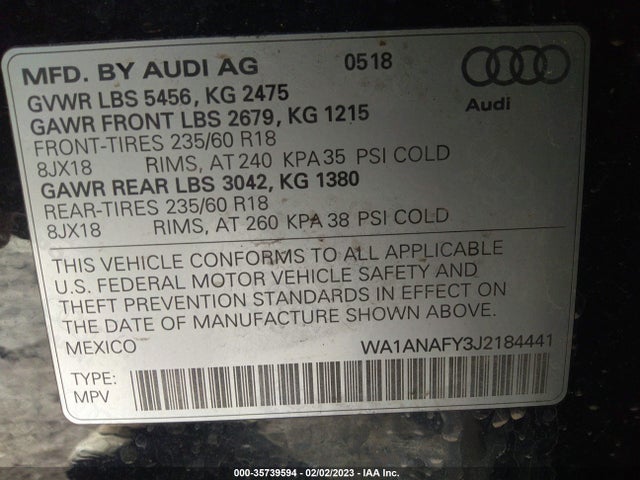 WA1ANAFY3J2184441 Audi Q5