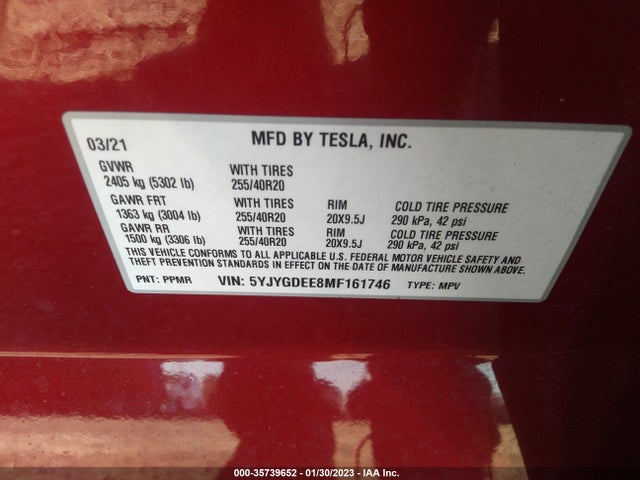 Tesla Model Y Long Range 2021 5YJYGDEE8MF161746 Image 10