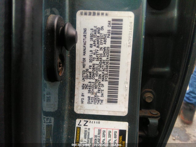 2006 PONTIAC VIBE VIN: 5Y2SL65806Z440029
