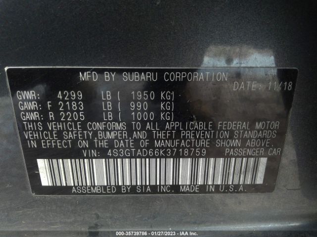 4S3GTAD66K3718759 Subaru Impreza Premium